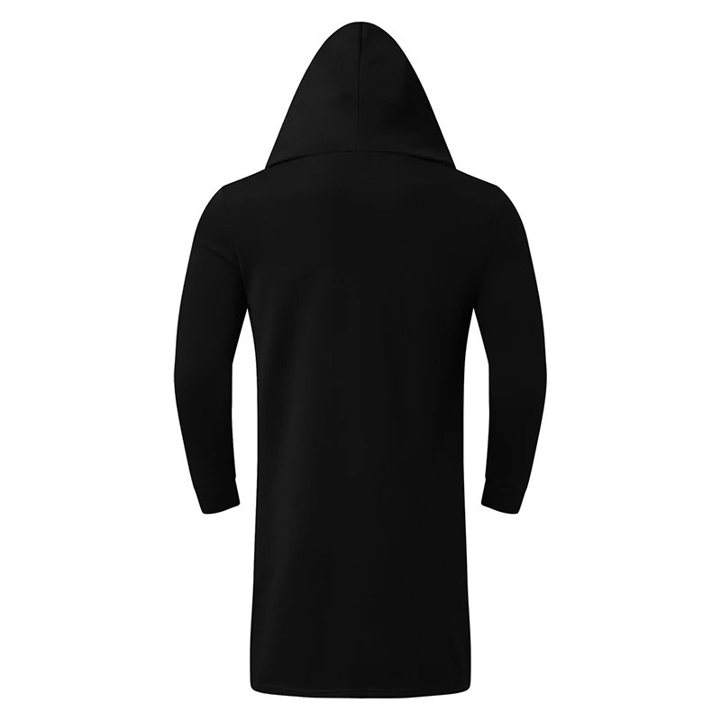 Men's Winter Hooded Cardigan Trench Coat Streetwear Solid Color Windbreaker Leisure Fashion Fleece-lined Jacket Vintage Hoodie