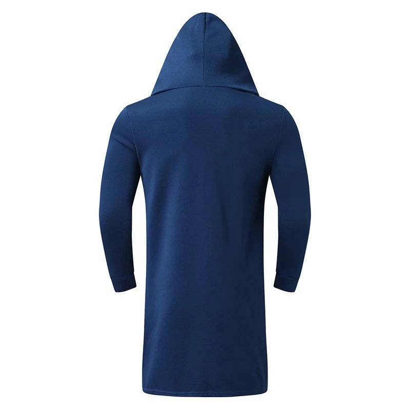 Men's Winter Hooded Cardigan Trench Coat Streetwear Solid Color Windbreaker Leisure Fashion Fleece-lined Jacket Vintage Hoodie