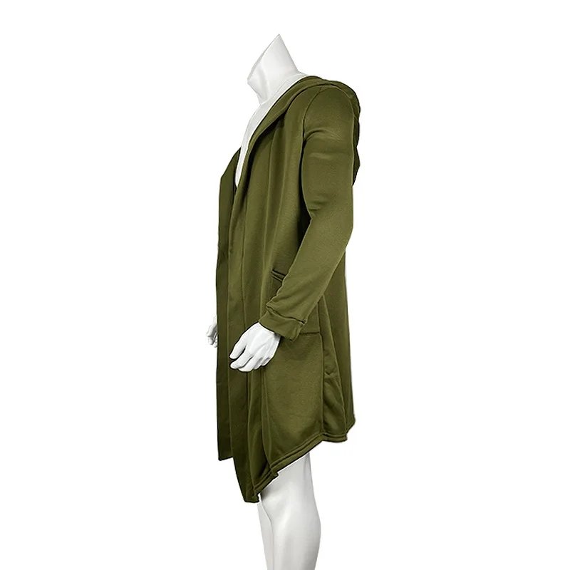 Men's Winter Hooded Cardigan Trench Coat Streetwear Solid Color Windbreaker Leisure Fashion Fleece-lined Jacket Vintage Hoodie