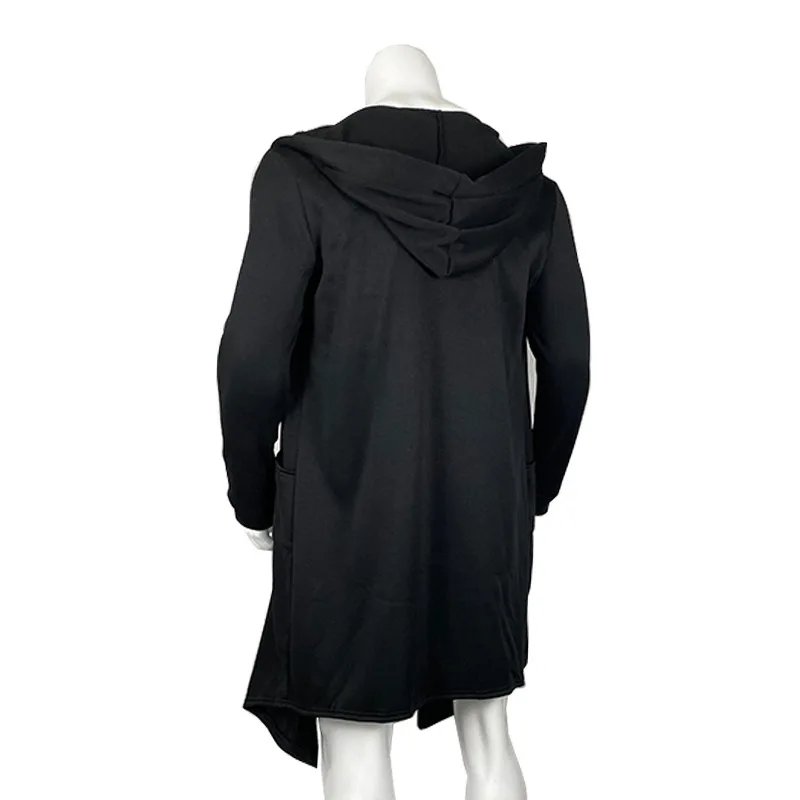 Men's Winter Hooded Cardigan Trench Coat Streetwear Solid Color Windbreaker Leisure Fashion Fleece-lined Jacket Vintage Hoodie