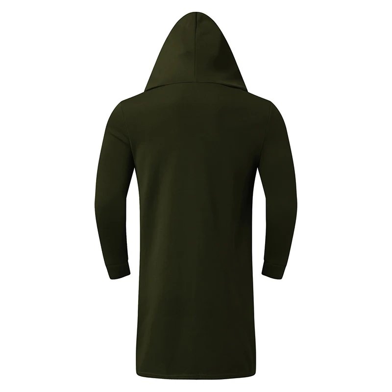 Men's Winter Hooded Cardigan Trench Coat Streetwear Solid Color Windbreaker Leisure Fashion Fleece-lined Jacket Vintage Hoodie