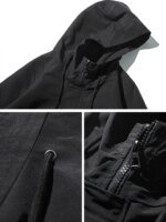 Spring Autumn Long Trench Coat Men Fashion Hooded Windbreaker Black Overcoat Casual Jackets - Image 4