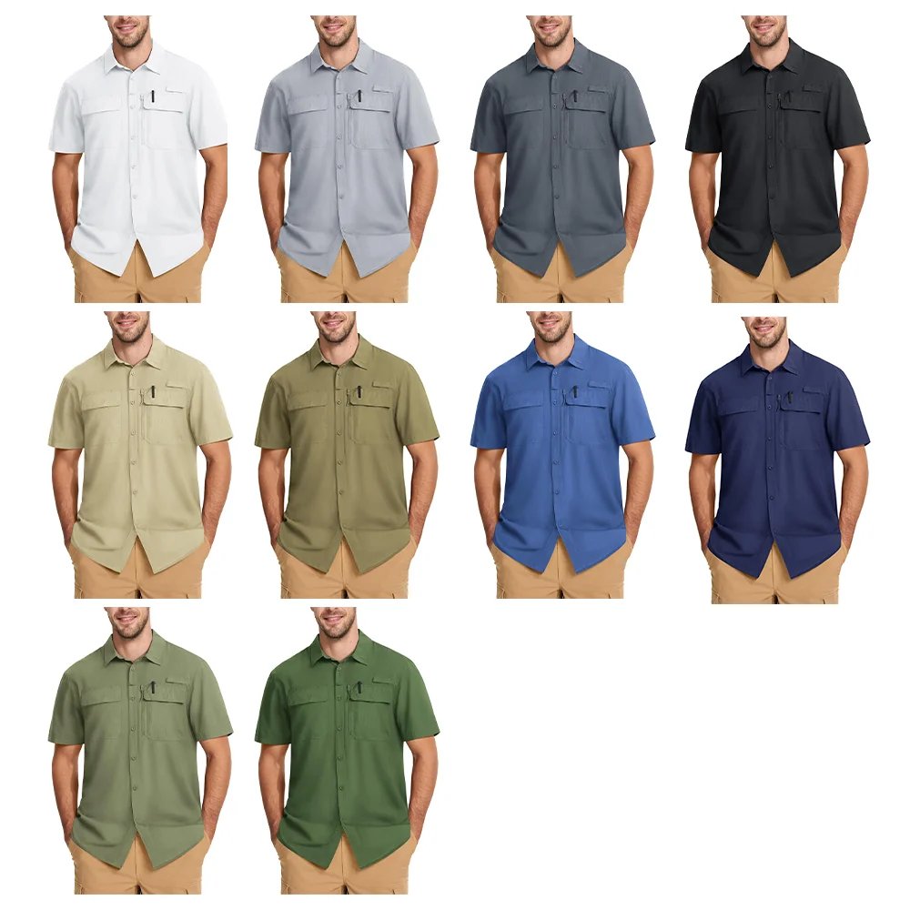 TACVASEN Quick Dry Short Sleeve Shirts Men's UPF 50+ Sun Protection Work Cargo Shirts Mesh Breathable Hiking Fishing Shirts Man TACVASEN Quick Dry Short Sleeve Shirts Men's UPF 50+ Sun Protection Work Cargo Shirts Mesh Breathable Hiking Fishing Shirts Man