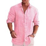 Cotton Linen Autumn Hot Selling Men's Long Sleeve Shirt Solid Color Casual Style Plus Size Men's Casual Linen Shirt - Image 4