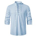 New Men's Casual Blouse Cotton Linen Shirt Tops Long Sleeve Tee Shirt Spring Autumn Slanted Placket Vintage Yoga Shirts - Image 4
