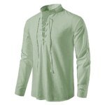 New Men's Casual Blouse Cotton Linen Shirt Tops Long Sleeve Tee Shirt Spring Autumn Slanted Placket Vintage Yoga Shirts - Image 5