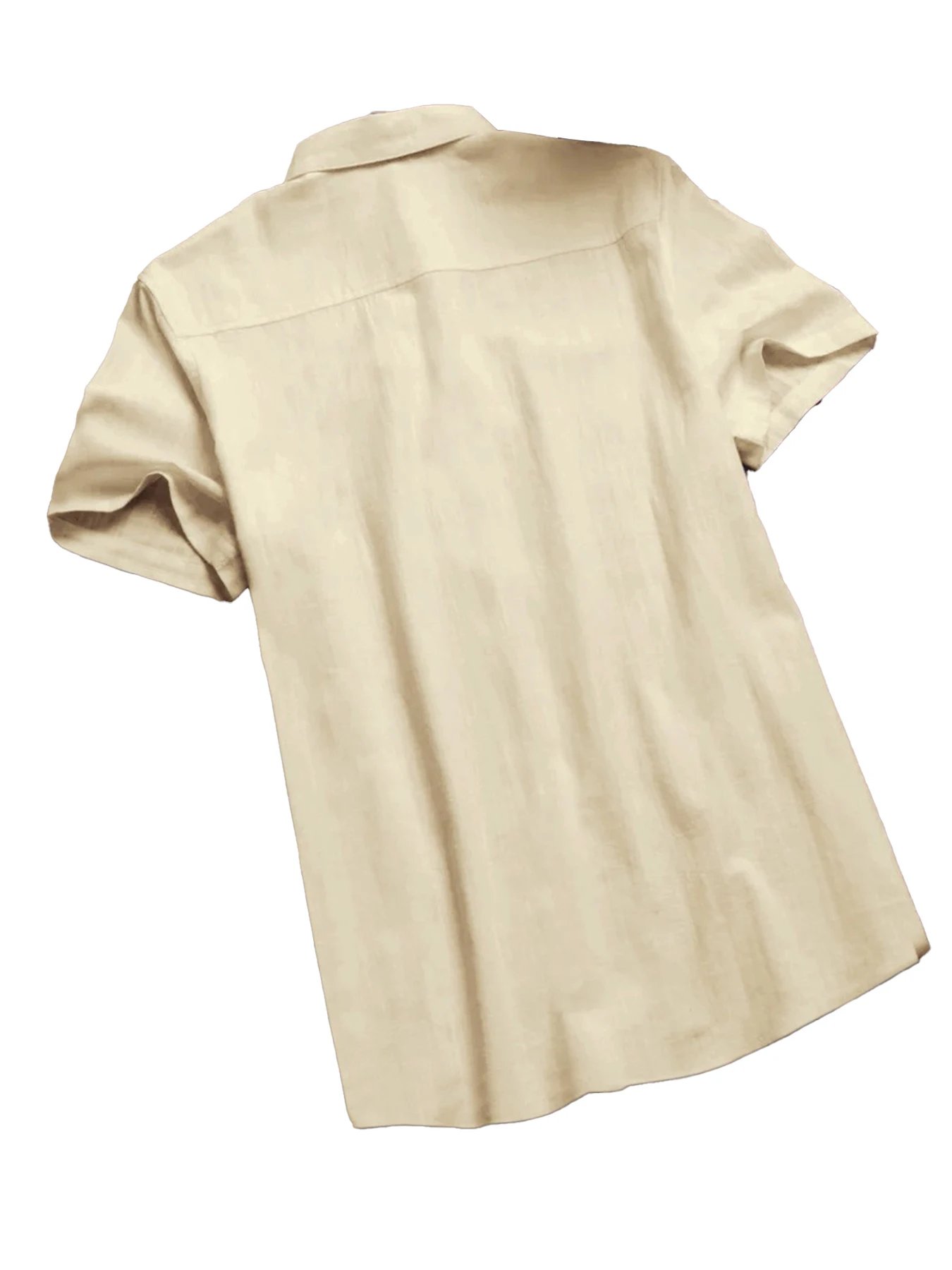 Men's Casual Short Sleeve Shirt Street Wear Lapel Button Solid Color Cotton Linen Shirt for Men Vintage Vacation Blouse M-3XL