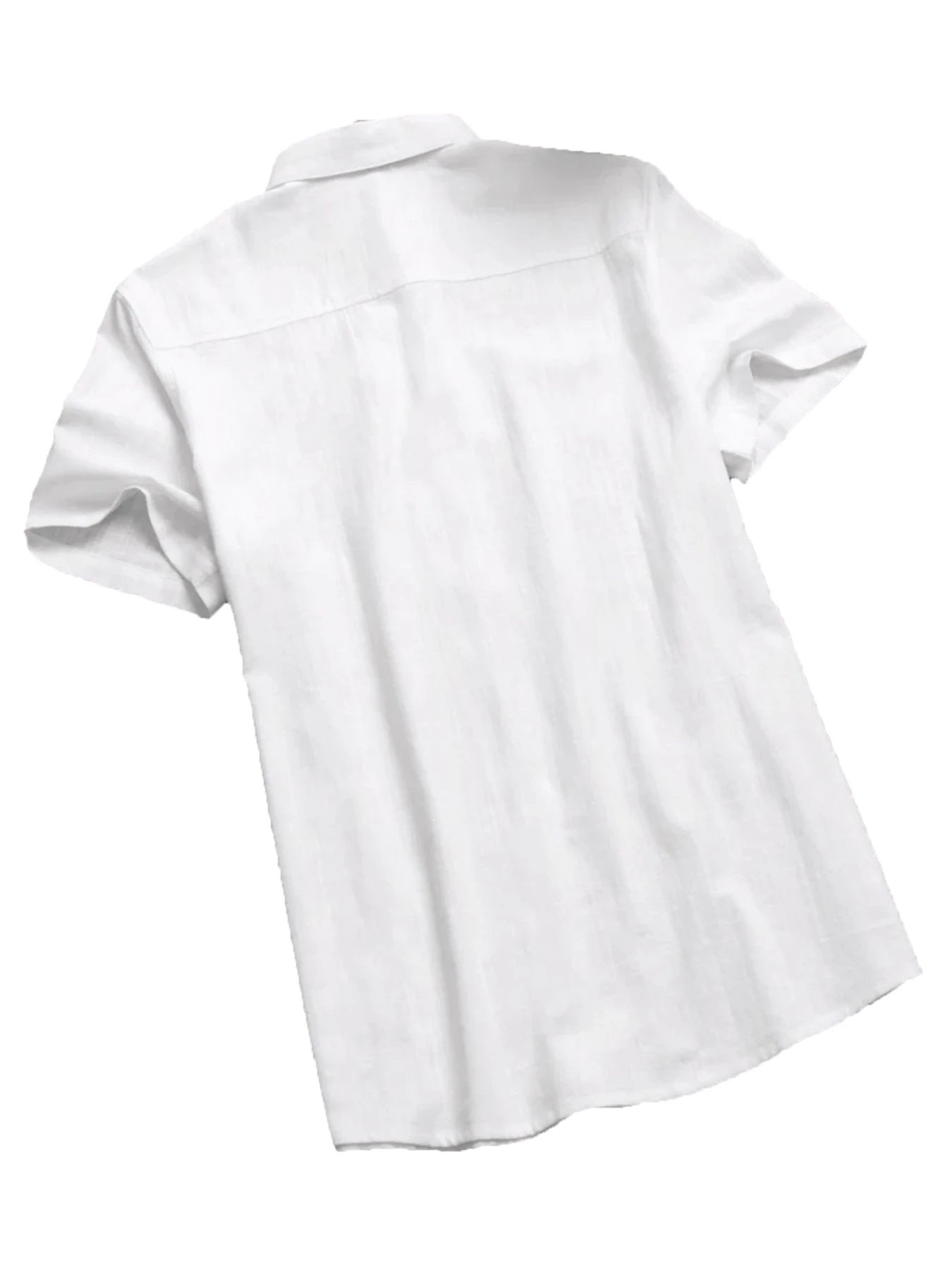 Men's Casual Short Sleeve Shirt Street Wear Lapel Button Solid Color Cotton Linen Shirt for Men Vintage Vacation Blouse M-3XL