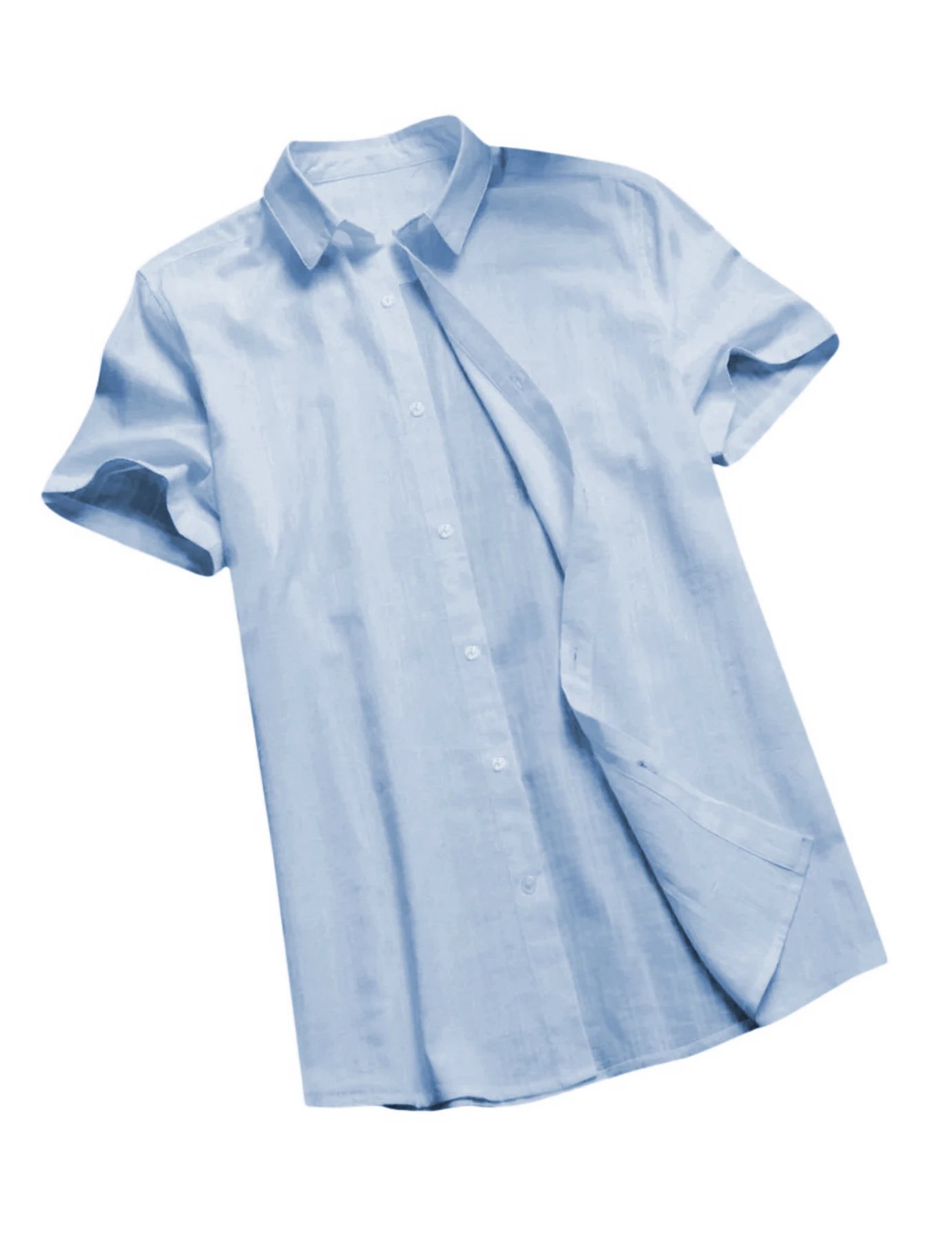 Men's Casual Short Sleeve Shirt Street Wear Lapel Button Solid Color Cotton Linen Shirt for Men Vintage Vacation Blouse M-3XL