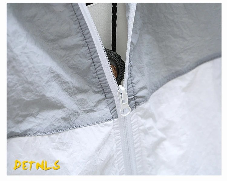 Summer Men's Sun Protection Shirt Thin Quick Drying Hood Windproof Jacket Breathable Letter Print Casual and Versatile Cardigan