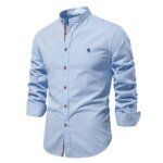 AIOPESON 100% Cotton Social Shirt Men Solid Color Long Sleeve High Quality Brand Shirt for Men Spring Stand Casual Men's Shirts - Image 3