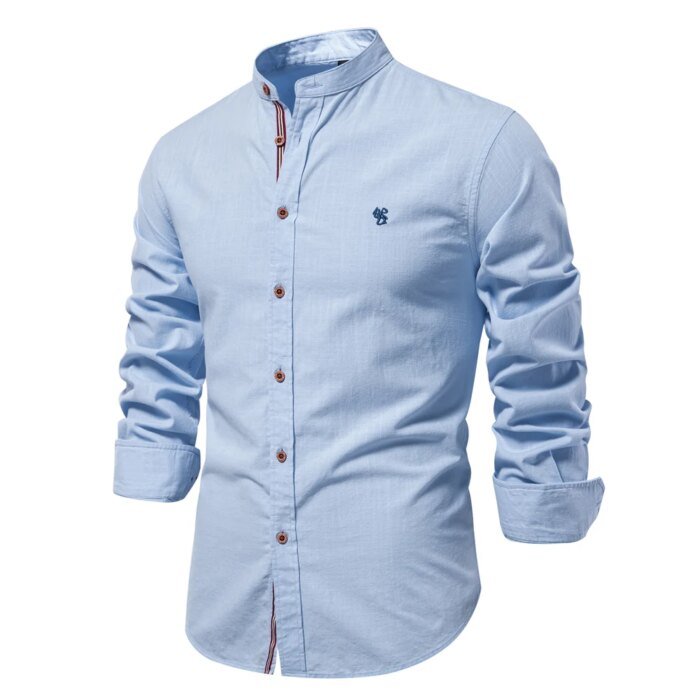 AIOPESON 100% Cotton Social Shirt Men Solid Color Long Sleeve High Quality Brand Shirt for Men Spring Stand Casual Men's Shirts - Image 3