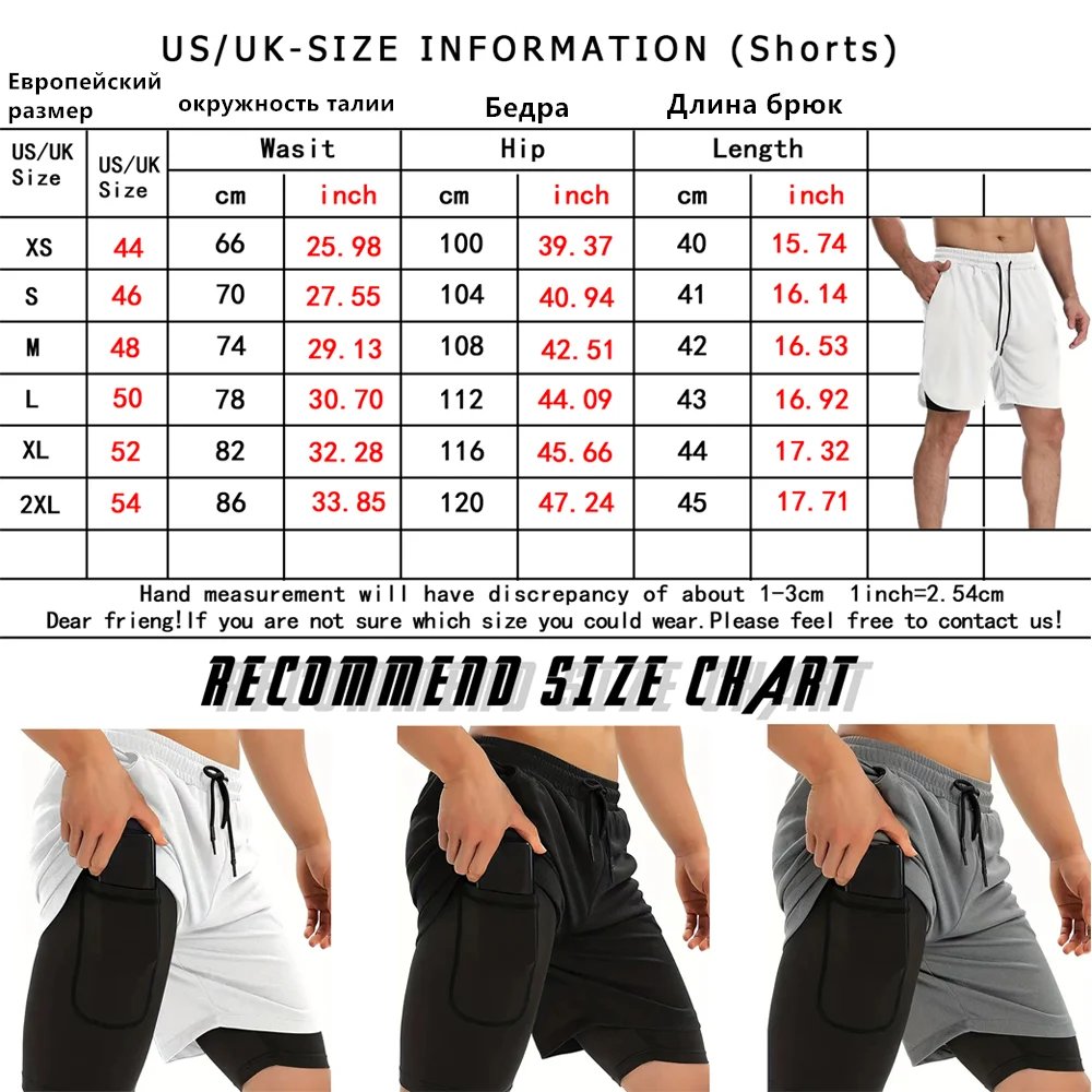 Men Running Shorts 2 In 1 Double-deck Sport Shorts Sportswear Gym Fitness Short Pants Training Jogging Bottom Men's Clothing