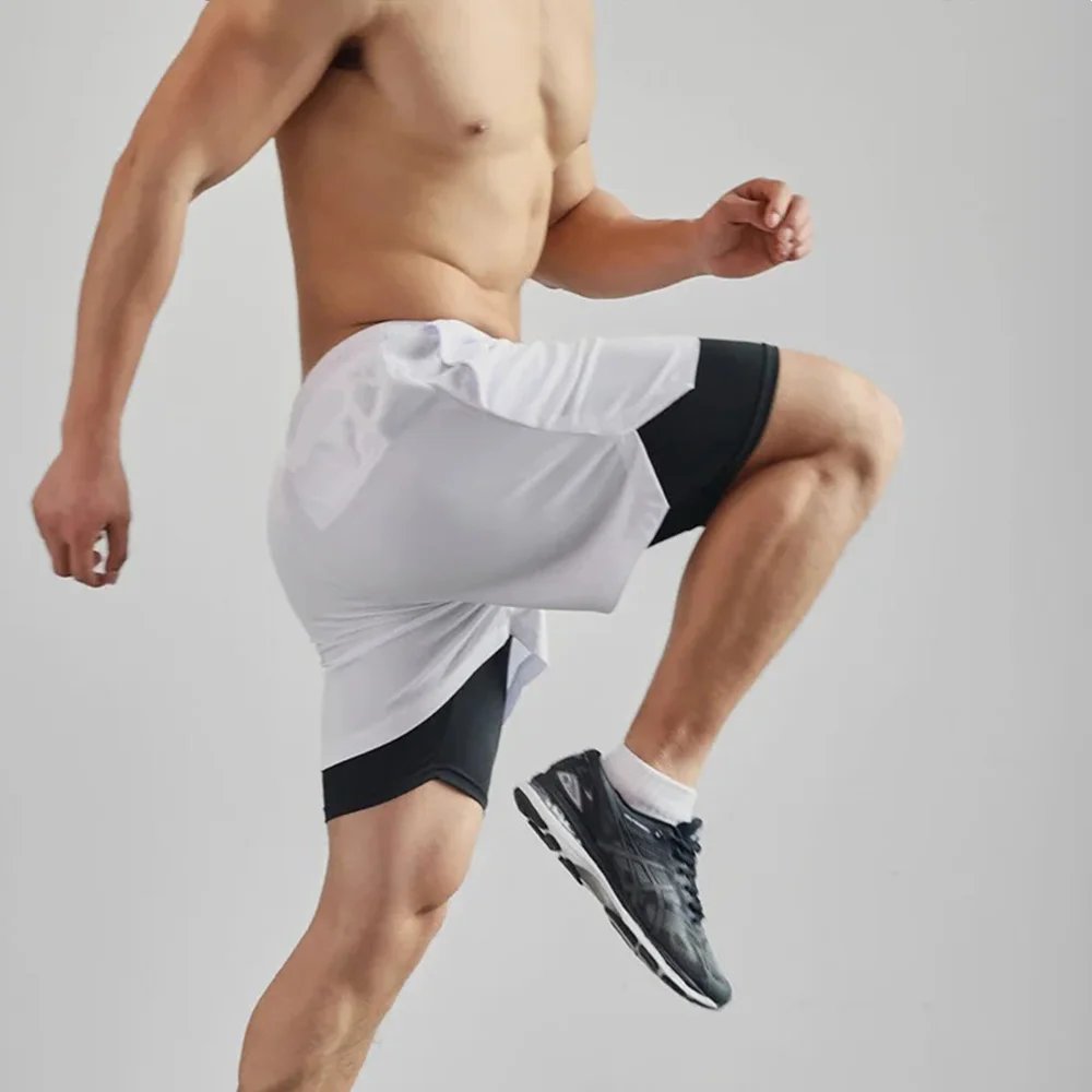 Men Running Shorts 2 In 1 Double-deck Sport Shorts Sportswear Gym Fitness Short Pants Training Jogging Bottom Men's Clothing