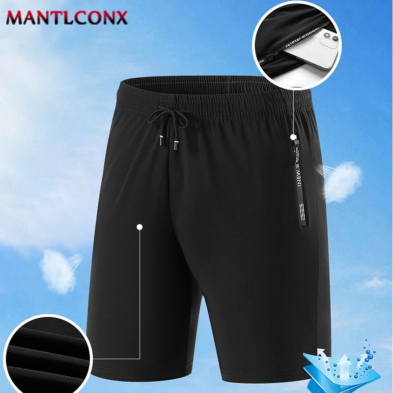 Solid Men's Beach Shorts Sports Short Pants Jogging Running Quick Dry Board Shorts Men Summer Thin Zipper Pockets Loose Bottom