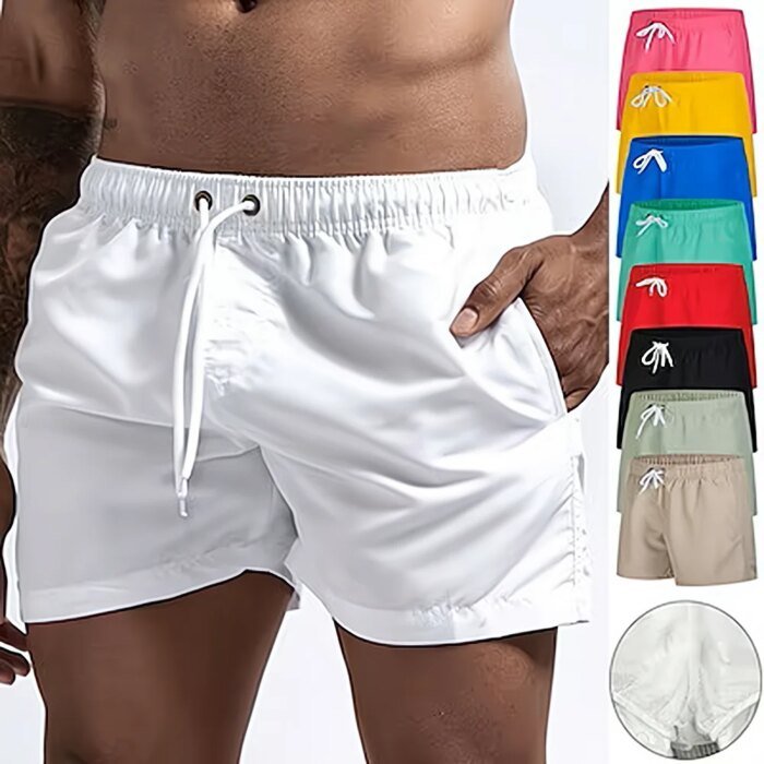 Men's Swim Shorts Swim Trunks Quick Dry Board Shorts Bathing Suit Breathable Drawstring With Pockets for Surfing Beach Summer - Image 1