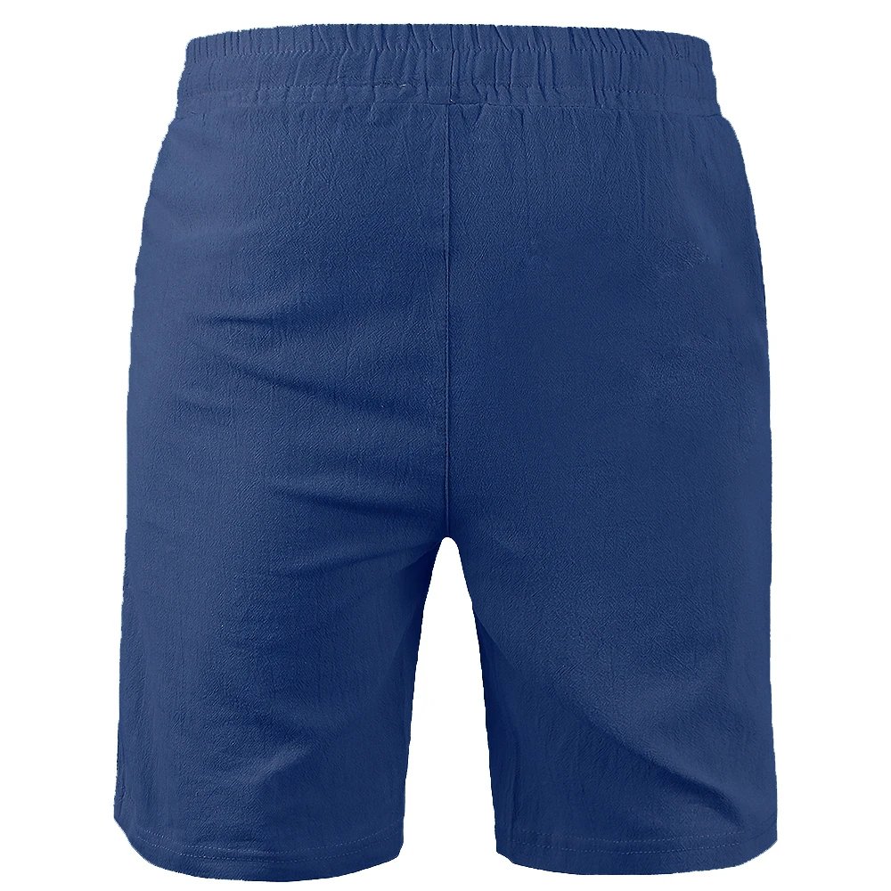 New Men's Cotton Linen Shorts Pants Male Summer Breathable Solid Color Linen Trousers Fitness Streetwear Lace up Bottoms