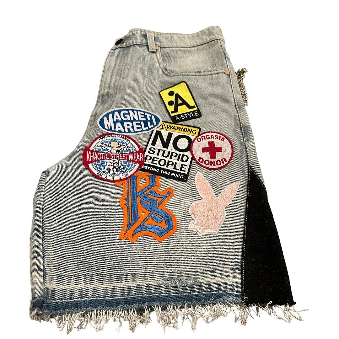 Streetwear Retro Patchwork Denim Short Y2K Jeans Men Women Hip Hop Cartoon Graphics Retro Blue Loose Denim Fitness Casual Shorts Streetwear Retro Patchwork Denim Short Y2K Jeans Men Women Hip Hop Cartoon Graphics Retro Blue Loose Denim Fitness Casual Shorts