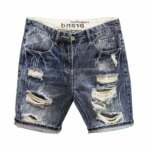Fashion Vintage Korean Men's Summer Denim Shorts with Distressed Holes Slim Fit Distressed Holes Designer Luxury Clothing Men - Image 5