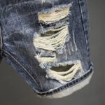 Fashion Vintage Korean Men's Summer Denim Shorts with Distressed Holes Slim Fit Distressed Holes Designer Luxury Clothing Men - Image 3