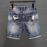 Fashion Vintage Korean Men's Summer Denim Shorts with Distressed Holes Slim Fit Distressed Holes Designer Luxury Clothing Men - Image 2