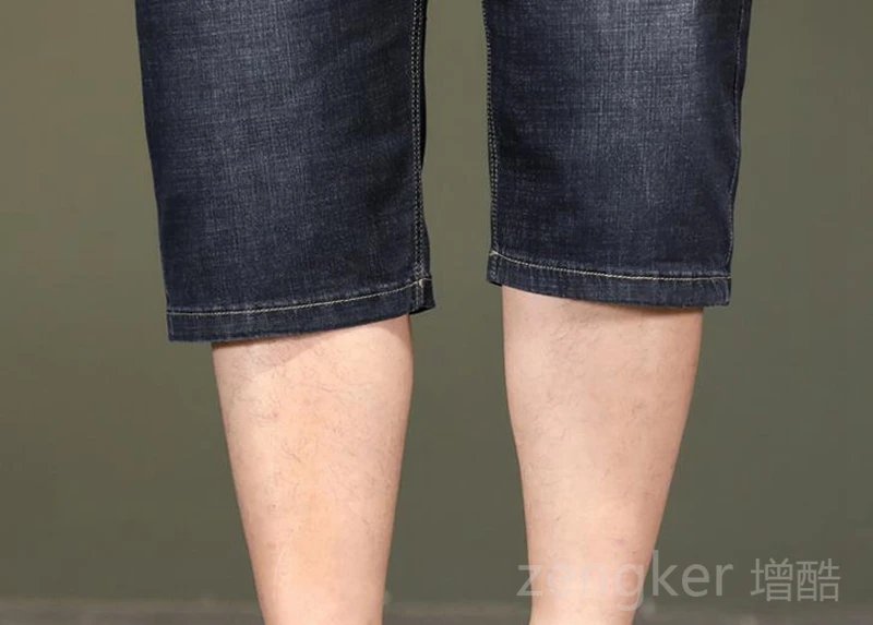 Summer thin large size High-waisted denim shorts deep crotch loose middle-aged man 7-point middle trousers black shorts for men
