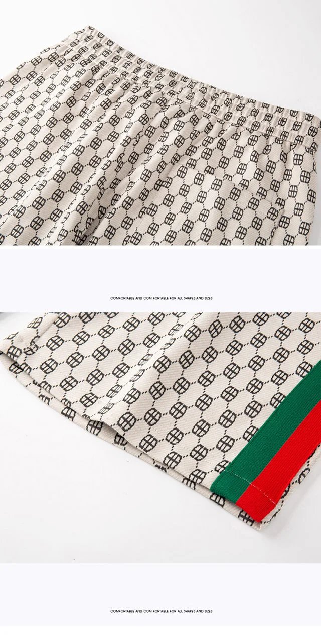 Summer ice silk plaid shorts, men's thin fashion brand loose casual sports over knee quick drying beach vacation striped shorts