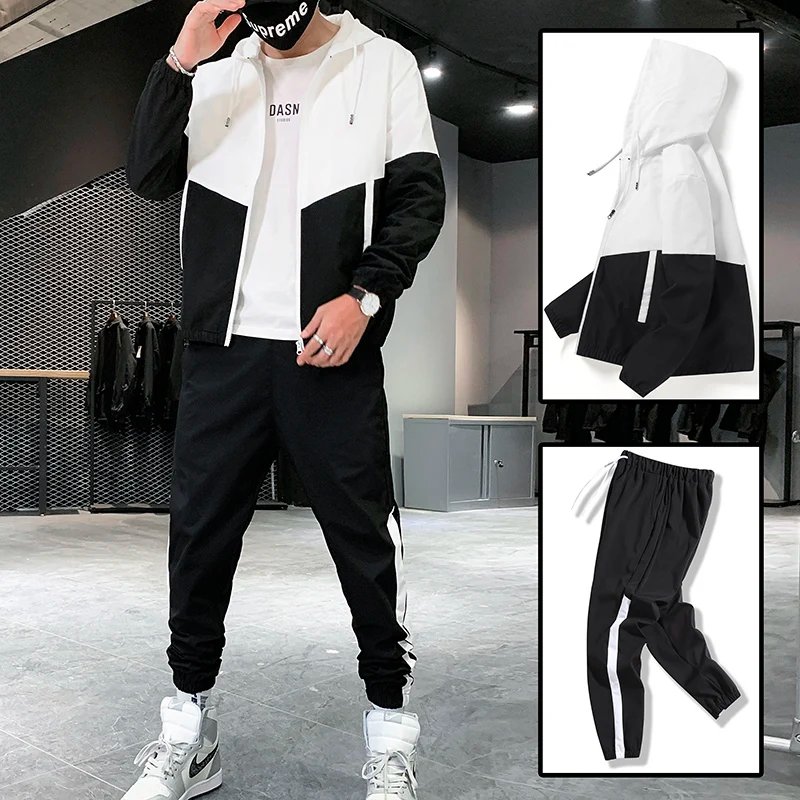 Men Tracksuit Casual Joggers Hooded Sportswear Jackets And Pants 2 Piece Sets Hip Hop Running Sports Suit Men Tracksuit Casual Joggers Hooded Sportswear Jackets And Pants 2 Piece Sets Hip Hop Running Sports Suit