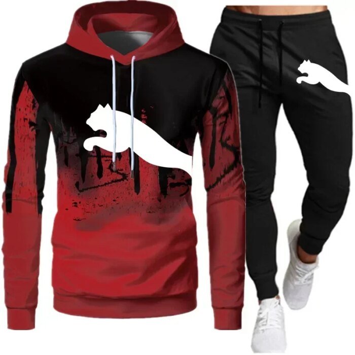 2025 men and women the same fashion casual trend sweater set outdoor sports printing pattern sweater two-piece set size S-3XL - Image 3
