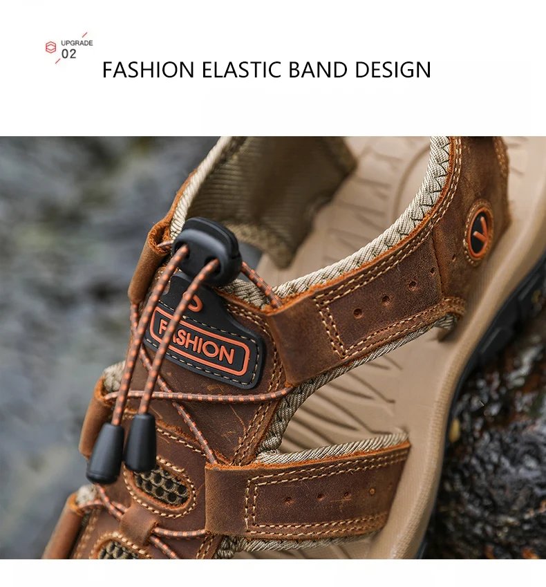 Summer Men Sandals Leather Mens Casual Shoes Breathable Outdoor Sandals for Men Beach Shoes Slippers Fashion Roman Shoes