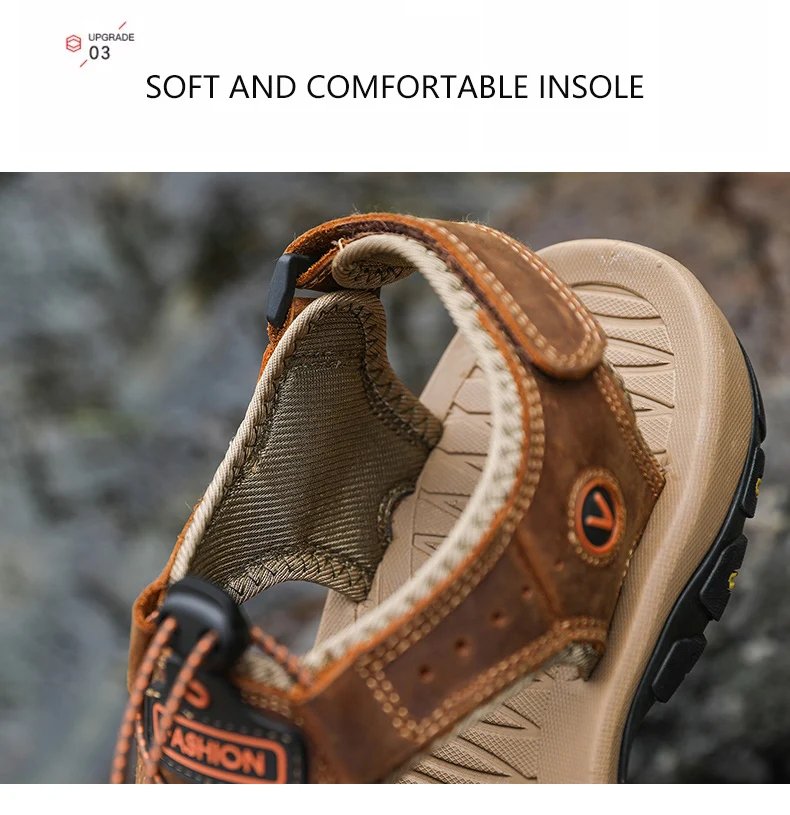 Summer Men Sandals Leather Mens Casual Shoes Breathable Outdoor Sandals for Men Beach Shoes Slippers Fashion Roman Shoes