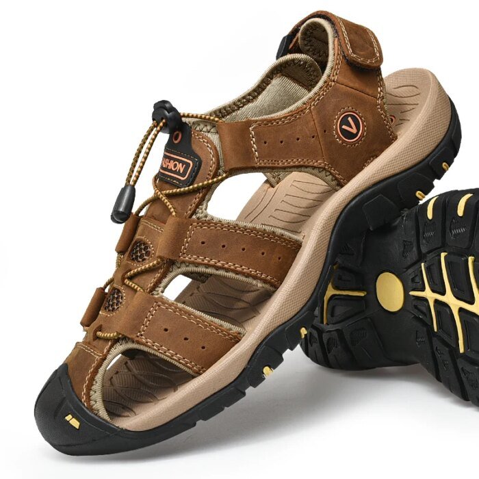 Summer Men Sandals Leather Mens Casual Shoes Breathable Outdoor Sandals for Men Beach Shoes Slippers Fashion Roman Shoes - Image 1