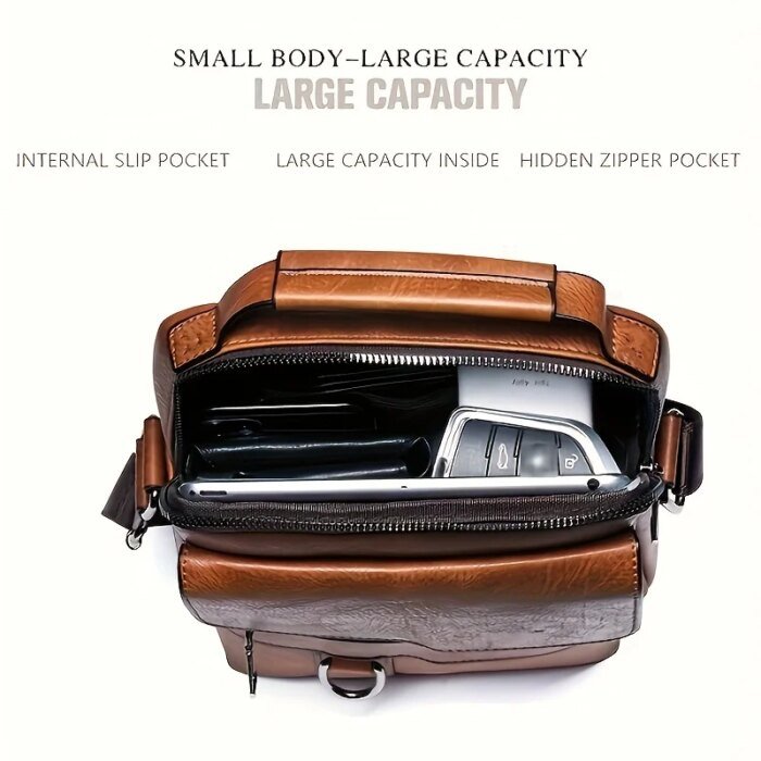 Brand Men Shoulder Bag for 9.7" iPad Men PU Leather Flaps Men's Crossbody Bags Business Flap Male Solid Messenger Bag Travel Bag - Image 3