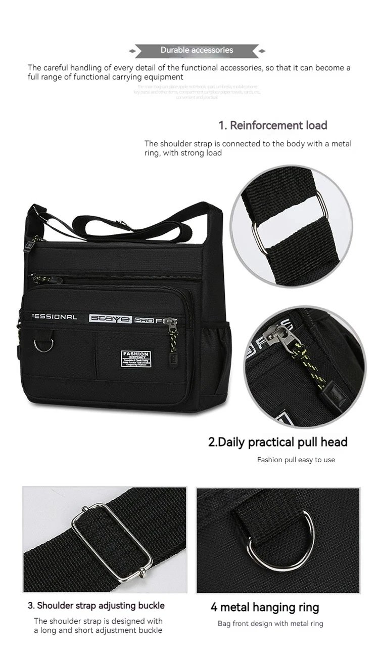Rilibegan Men Crossbody Bag Single Shoulder Bags Big Capacity Storage Bag Fashion Multi-Pockets Business Crossbody Bags
