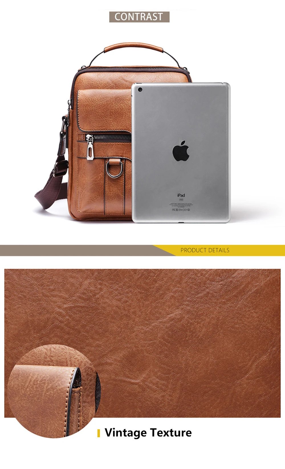 Men's Vintage Leather Crossbody Shoulder Bags High Quality Tote Fashion Business Men Messenger Bag Leather PU Bags