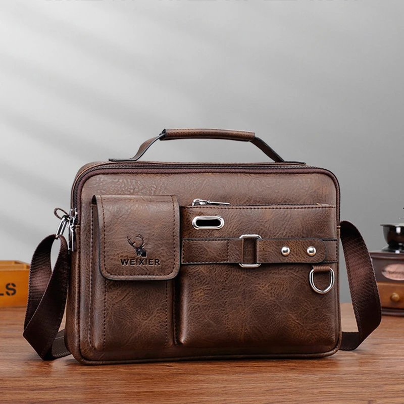 Men'S Shoulder Briefcase Bag PU Leather Handbags Cross Messenger Business Tote Boston Breifcases Square Small Crossbody Bag Male Men'S Shoulder Briefcase Bag PU Leather Handbags Cross Messenger Business Tote Boston Breifcases Square Small Crossbody Bag Male