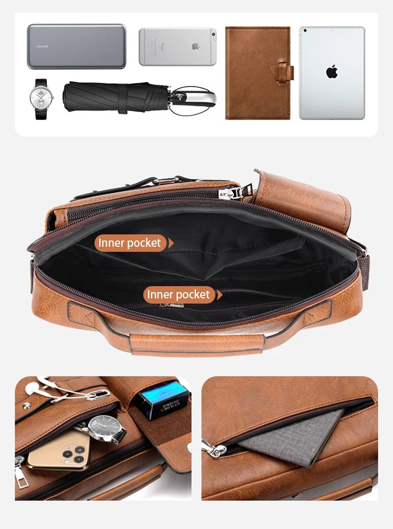 Men'S Shoulder Briefcase Bag PU Leather Handbags Cross Messenger Business Tote Boston Breifcases Square Small Crossbody Bag Male Men'S Shoulder Briefcase Bag PU Leather Handbags Cross Messenger Business Tote Boston Breifcases Square Small Crossbody Bag Male