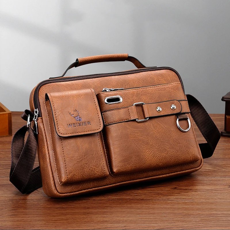 Men'S Shoulder Briefcase Bag PU Leather Handbags Cross Messenger Business Tote Boston Breifcases Square Small Crossbody Bag Male Men'S Shoulder Briefcase Bag PU Leather Handbags Cross Messenger Business Tote Boston Breifcases Square Small Crossbody Bag Male
