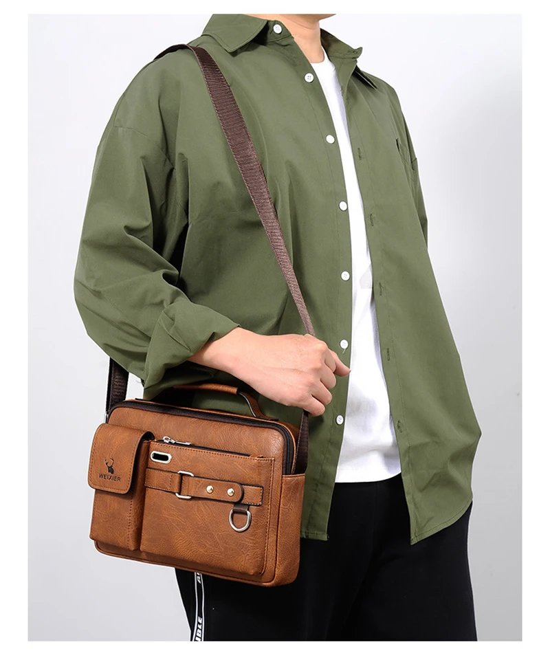 Men'S Shoulder Briefcase Bag PU Leather Handbags Cross Messenger Business Tote Boston Breifcases Square Small Crossbody Bag Male Men'S Shoulder Briefcase Bag PU Leather Handbags Cross Messenger Business Tote Boston Breifcases Square Small Crossbody Bag Male