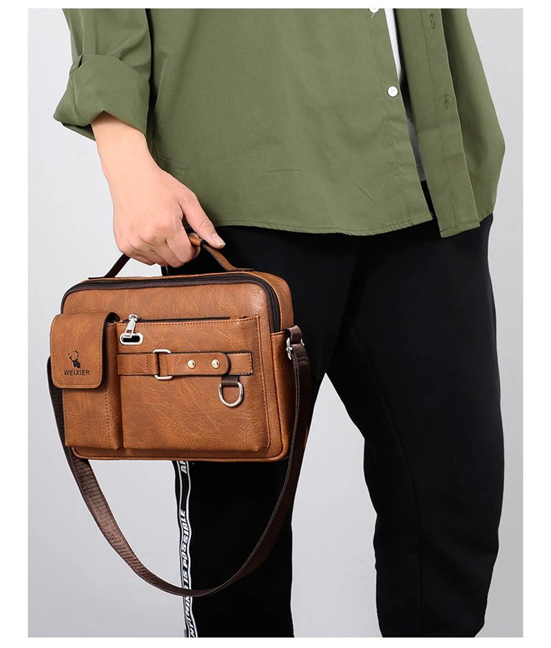 Men'S Shoulder Briefcase Bag PU Leather Handbags Cross Messenger Business Tote Boston Breifcases Square Small Crossbody Bag Male Men'S Shoulder Briefcase Bag PU Leather Handbags Cross Messenger Business Tote Boston Breifcases Square Small Crossbody Bag Male