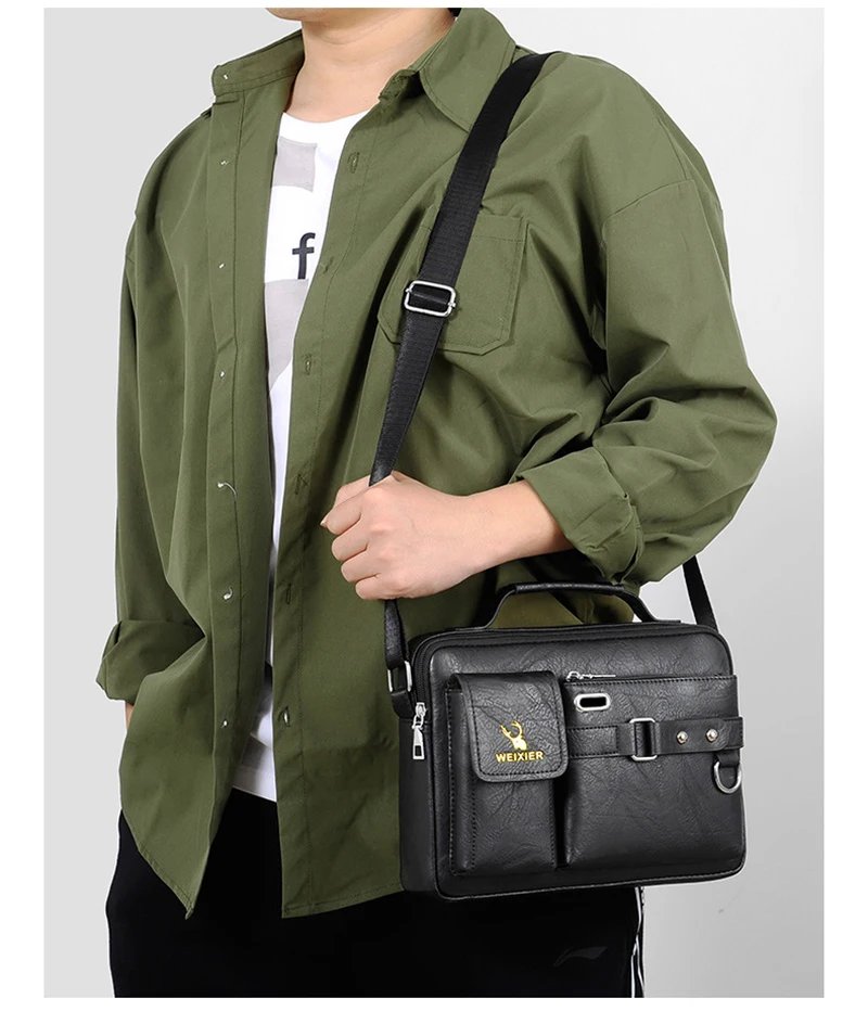Men'S Shoulder Briefcase Bag PU Leather Handbags Cross Messenger Business Tote Boston Breifcases Square Small Crossbody Bag Male Men'S Shoulder Briefcase Bag PU Leather Handbags Cross Messenger Business Tote Boston Breifcases Square Small Crossbody Bag Male