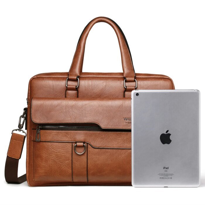 2025 Men Briefcase Bag High Quality Business Famous Brand PU Leather Shoulder Messenger Bags Office Handbag 14 inch Laptop bag - Image 2