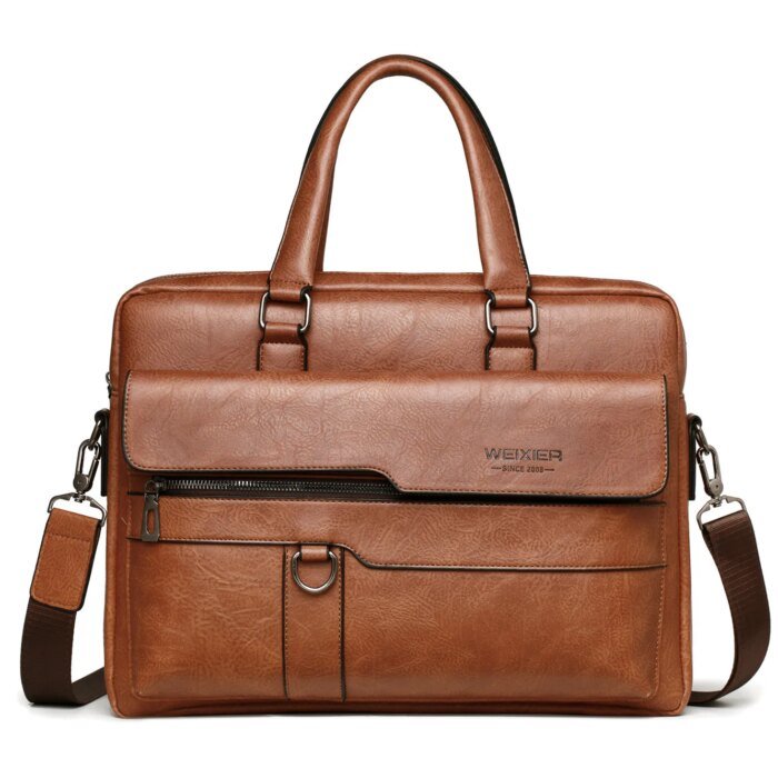 2025 Men Briefcase Bag High Quality Business Famous Brand PU Leather Shoulder Messenger Bags Office Handbag 14 inch Laptop bag - Image 1