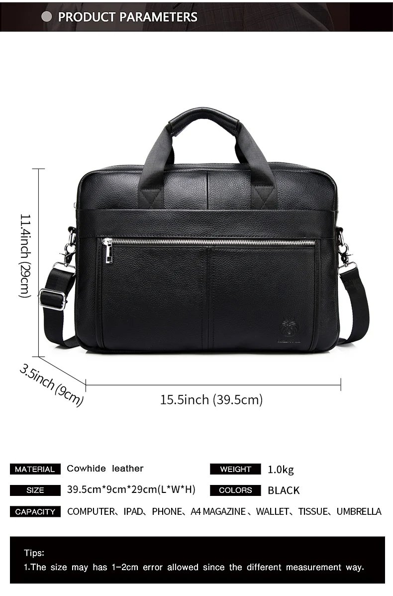 SCHLATUM Genuine Leather Briefcases Hard For Men Luxury Handbags Laptop Briefcase Bags 15.6 Inch Office Bussiness Computer Bag