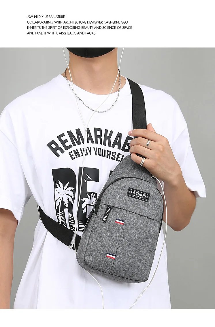 New chest bag, men's bag, single shoulder crossbody bag, casual crossbody bag, nylon fabric chest crossbody bag, trendy small me