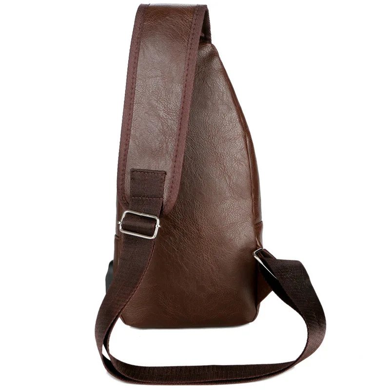 Men Creative Usb Charging Chest Bag Casual Retro Pu Shoulder Bag Outdoor Riding Sports Travel Crossbody Bag