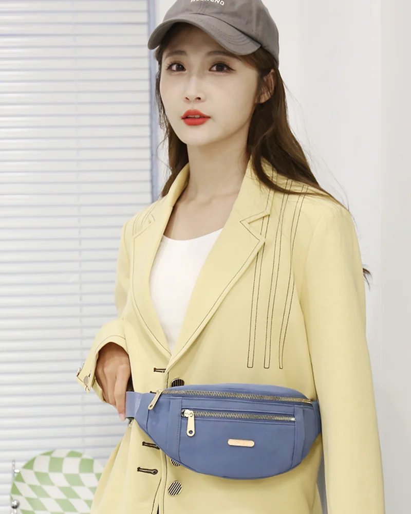 Rilibegan Men's and Women's Street Trend Waist Bag Oxford Casual Color Waist Bag Crossbody Chest Bag