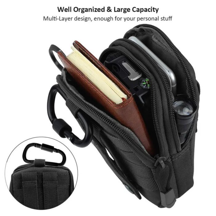 Cell Phone Holsters Tactical Universal Holster Molle Hip Waist Belt Bag Wallet Pouch Purse Phone Case with Zipper - Image 3