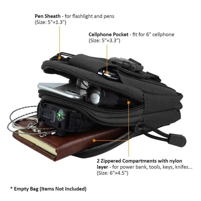 Cell Phone Holsters Tactical Universal Holster Molle Hip Waist Belt Bag Wallet Pouch Purse Phone Case with Zipper - Image 4