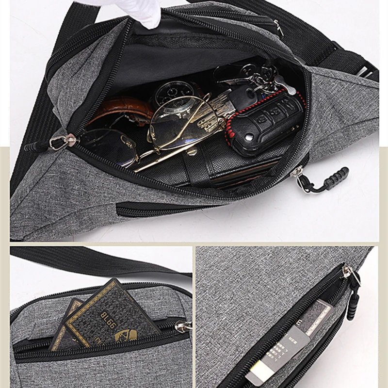 Men's Breast Package Waterproof Outdoor Sports Bag Canvas Pouch Korean-style Waist Bag Fanny Pouch Crossbody Male Banana Bag